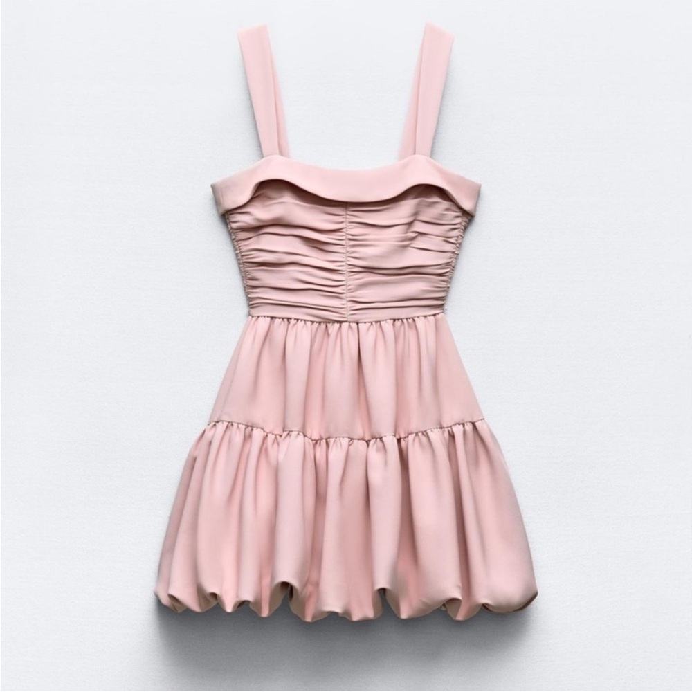 Zara Pink Ruched ballon dress